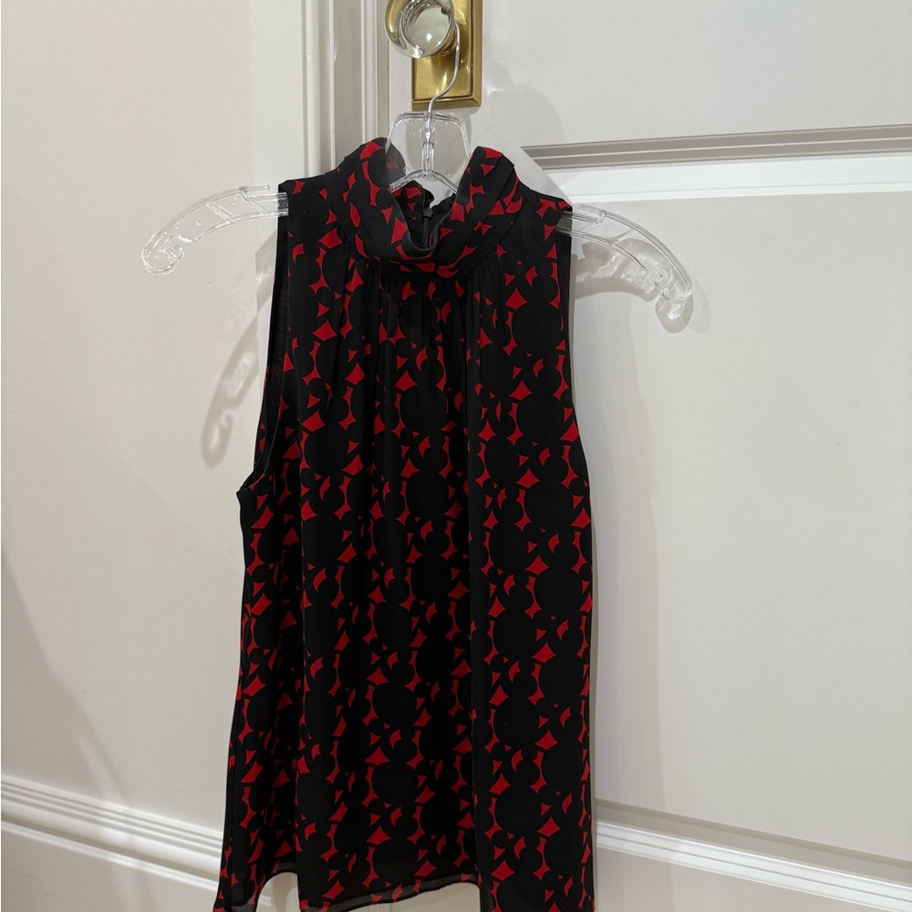 Milly Black and Red Geometric Sleeveless Blouse
